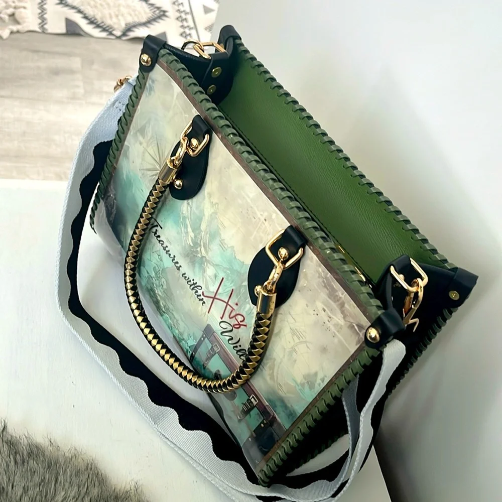 *SOLD* CHiP Bags modern style journey mountains ancient map compass tote purse - Picture 5 of 15